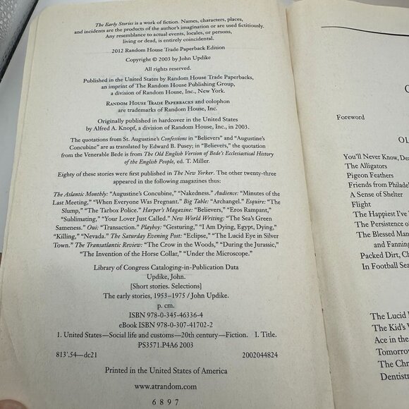 John Updike The Early Stories 1953-1975 Random House Trade Paperback - Picture 4 of 4